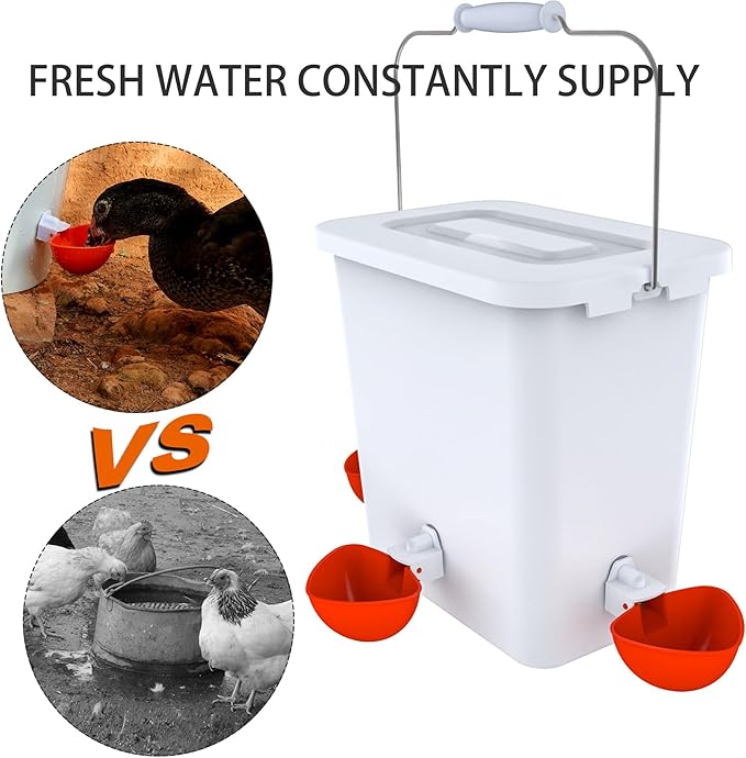 Large Automatic Chicken Feeder and Waterer Set Hanging Chicken Water Feeder Poultry Feed Bucket