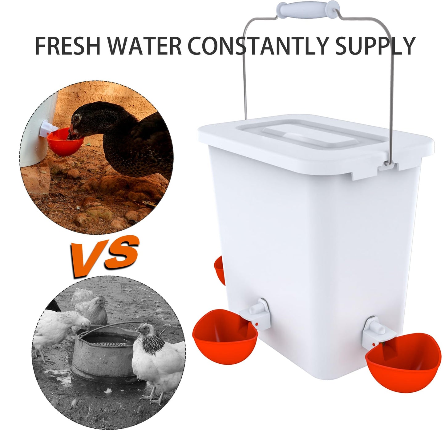 Large Automatic Chicken Feeder and Waterer Set Hanging Chicken Water Feeder Poultry Feed Bucket