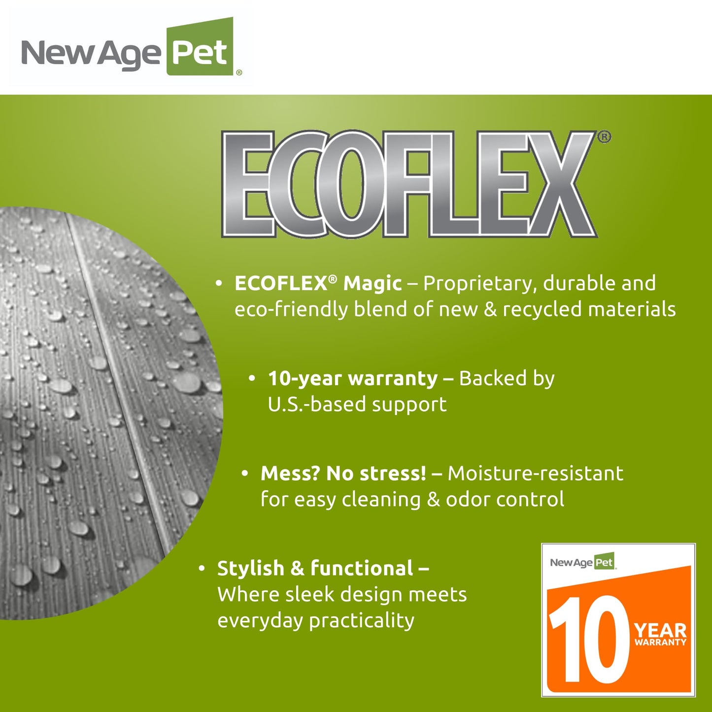 New Age Pet ECOFLEX Outdoor Cat House - Durable, Ventilated, Dual Entry, Easy Assembly, Elevated Floor, Heated Pad Compatible, 10-Year Warranty, for Multiple Cats, Maple/Brown
