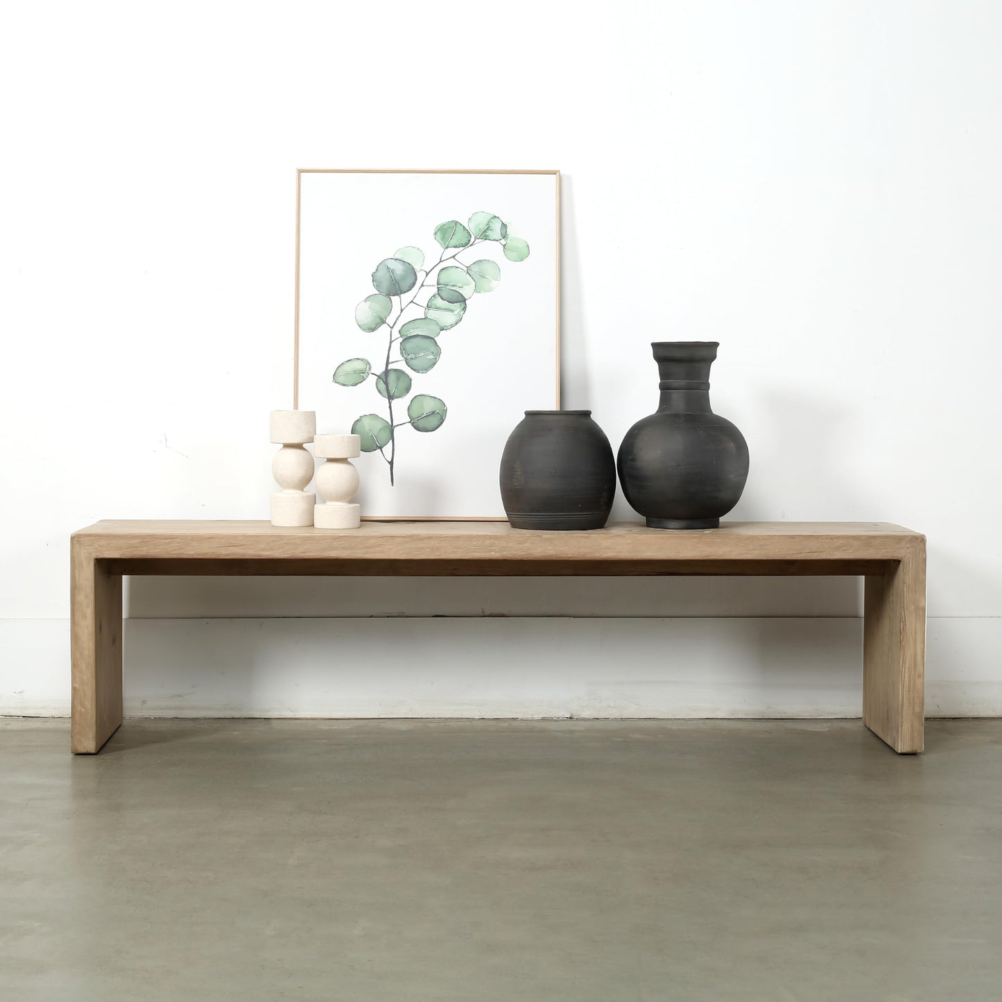 Artissance 70 Inches Waterfall Bench Reclaimed Pinewood Whitewash
