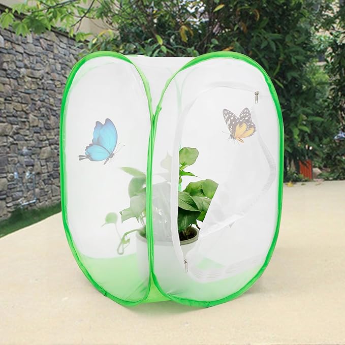 EATAKWARD Mesh Plant Enclosure, Foldable Mesh Cage for Breeding, Grow Tent Plant Cover for Fruit, Vegetables, Pests, Bird and Pest Protection Guard for Flowers and Herbs Pop-Up Cage