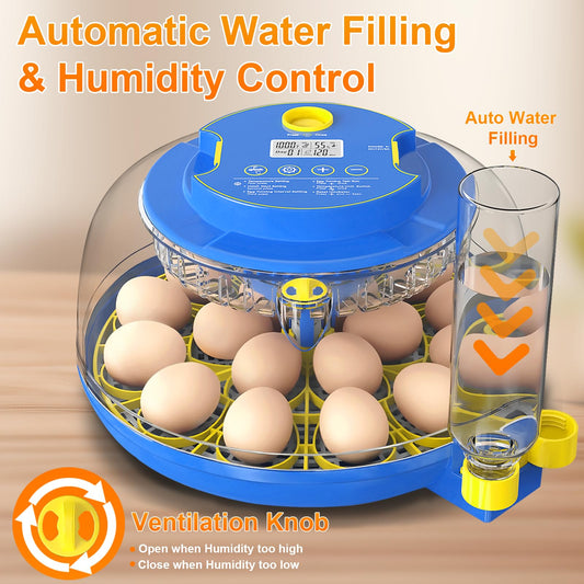 18 Egg Incubator with Automatic Egg Turning & Humidity Control, 360° Viewing, Dual Egg Trays,Incubators for Hatching Eggs, Chicken, Duck, Quail, Goose, Parrot (Home, Farm, Lab,Classroom Use)