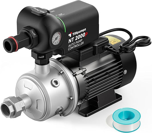 Auto Water Pressure Booster Pump for Home. Multi-stage Centrifugal, High Pressure, Low Noise. 110VAC/60HZ, 2/3HP, 1HP, 1.5HP for Whole House, Residential Underground or Surface Water (CHB2-3)