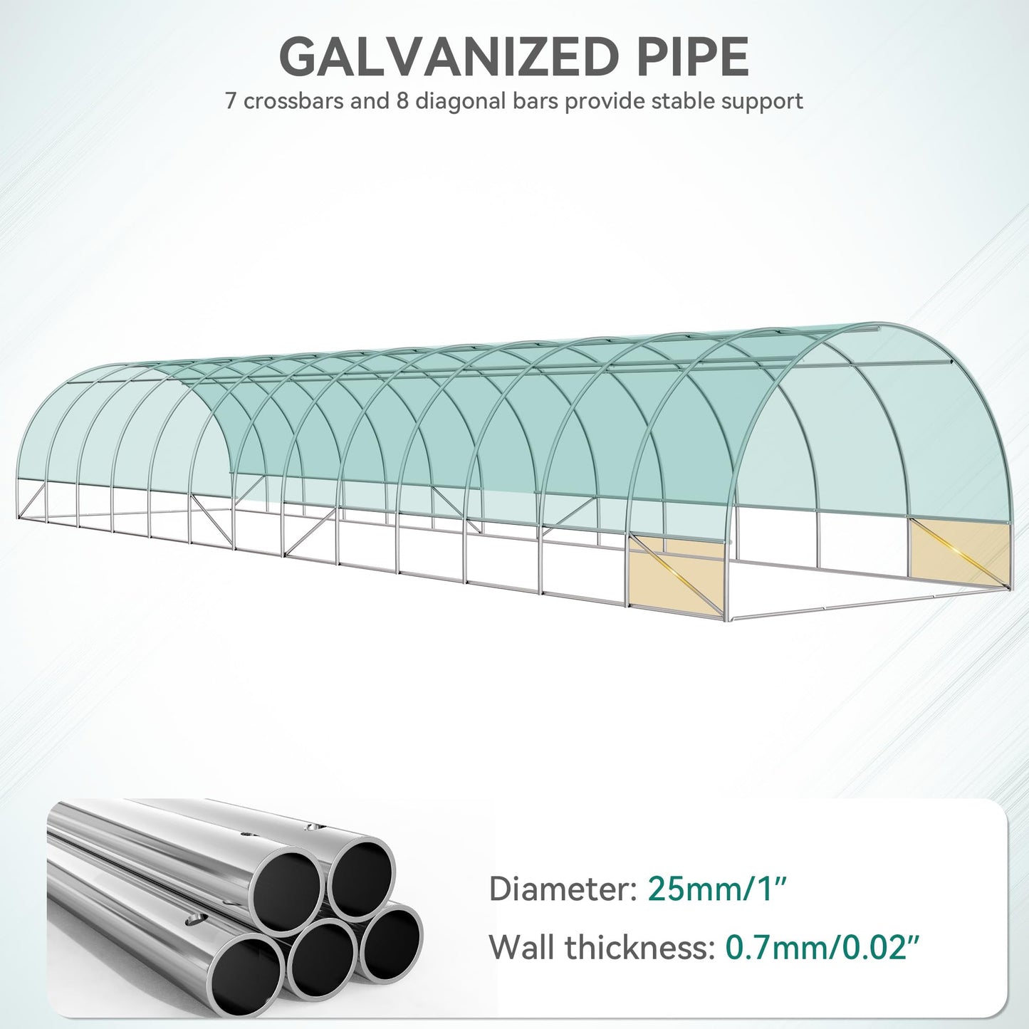 YITAHOME 44x10x7ft Greenhouse Extra Large Heavy Duty 4 Zipper Doors Outdoor Greenhouses 24 Windows Walk in Tunnel Green House Plant Gardening Upgraded Galvanized Steel Frame for Garden, White