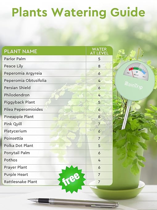 [Upgraded] Soil Moisture Meter, Moisture Meter for Plants, Soil Tester, Great for Garden, Lawn, Farm, Indoor & Outdoor Use, No Battery Required