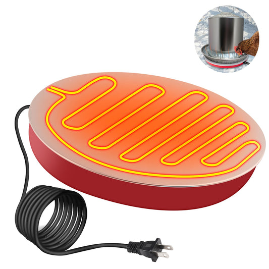 BBTO Chicken Water Heater, 110V 80Watts Heated Chicken Waterer Metal Base for Winter Deicer, Poultry Waterer Heater Base Fits Plastic/Metal Waterer, Pet Water Heater with 6 ft Cord for Poultry Founts
