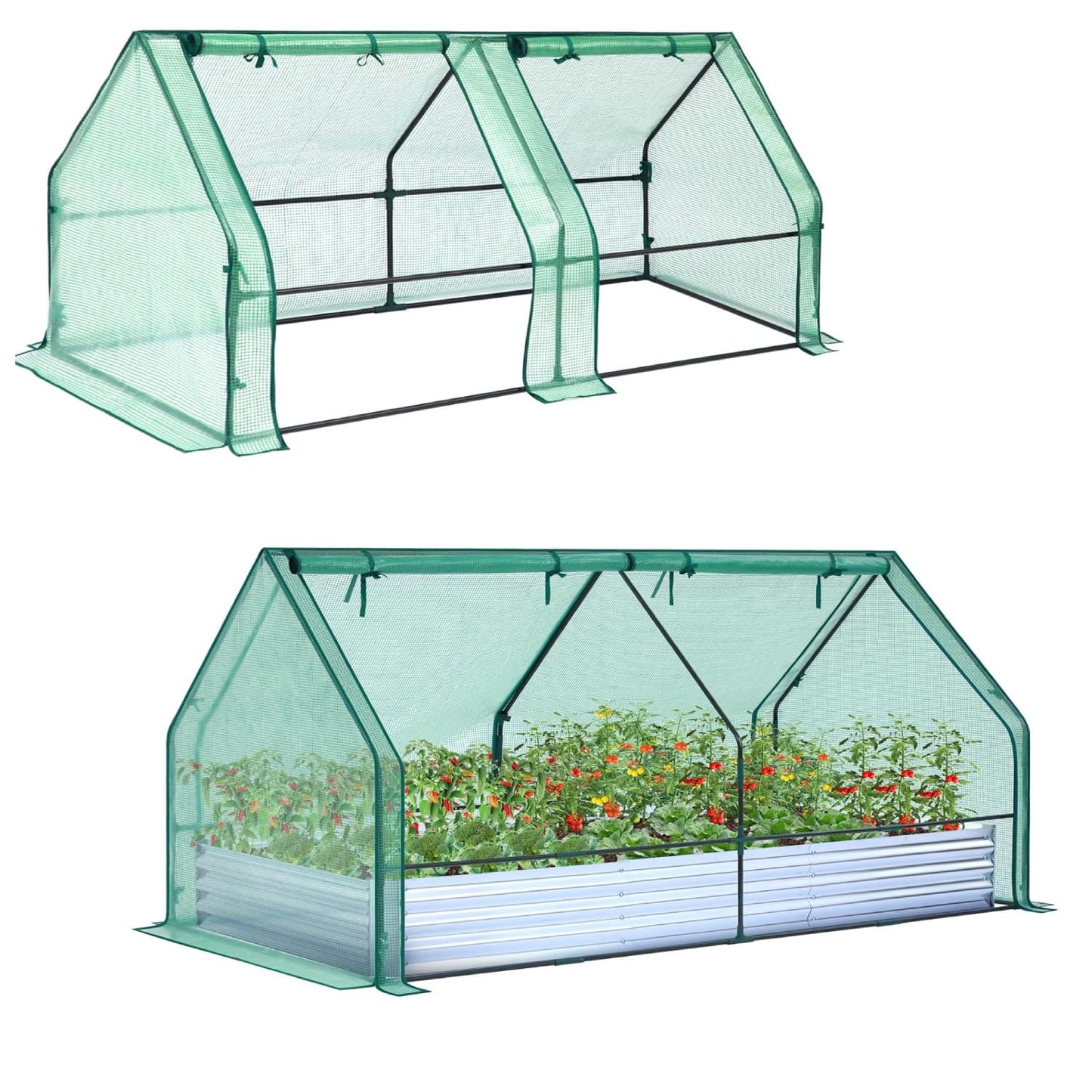 Ohuhu Mini Greenhouse + Raised Garden Bed with Greenhouse