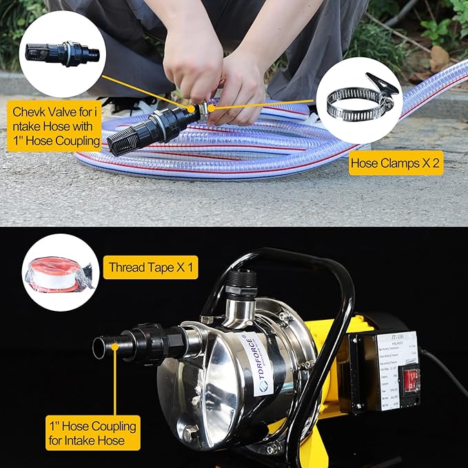 1.0HP Electric Shallow Well Pump 110V Portable Water Transfer Pump 1080GPH 18GPM Stainless Steel Pumps 150ft Heigh Draining Irrigation Pump for Garden Lawn Draining Irrigation System