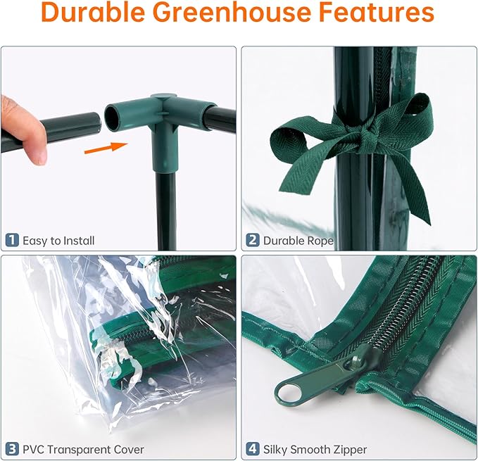 Bstrip Walk In Greenhouse, Indoor Greenhouse with Grow Lights, Mini Indoor Greenhouse with Roll-Up Zipper Entry Door and PVC Cover, Dimmable 2FT 120W Plant Light with Timer (56.3"W X 56.3"L X 76.8"H )