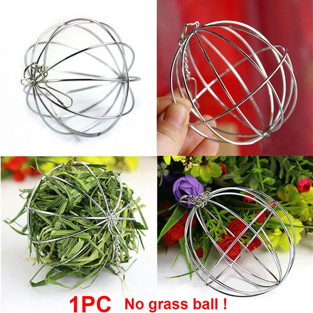 UXELY Metal Food-Ball, Guinea Pig Hay Feeder, 8/13cm Feed Ball for Rodents, Rabbit Grass Manger Holder Feeding Dispenser for Bunny, Stainless Steel Frame