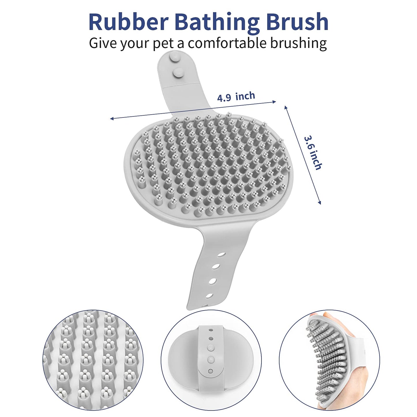 WOPQAEM 5 in 1 Dog Grooming Kit - Self-Cleaning Slicker Brush for Shedding Short Long Haired Dogs & Cats, Includes Pet Comb, Flea Comb, Bath Brush, Undercoat Rake - Complete Fur Care Set - Gray