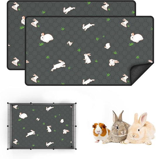 Guinea Pig Cage Liner, Reusable Guinea Pig Bedding Washable Absorbent Pee Pads for Dogs Kitten Rabbit Chinchilla Hamster, Leakproof & Anti Slip (2, C&C 2*3, 24"x36")