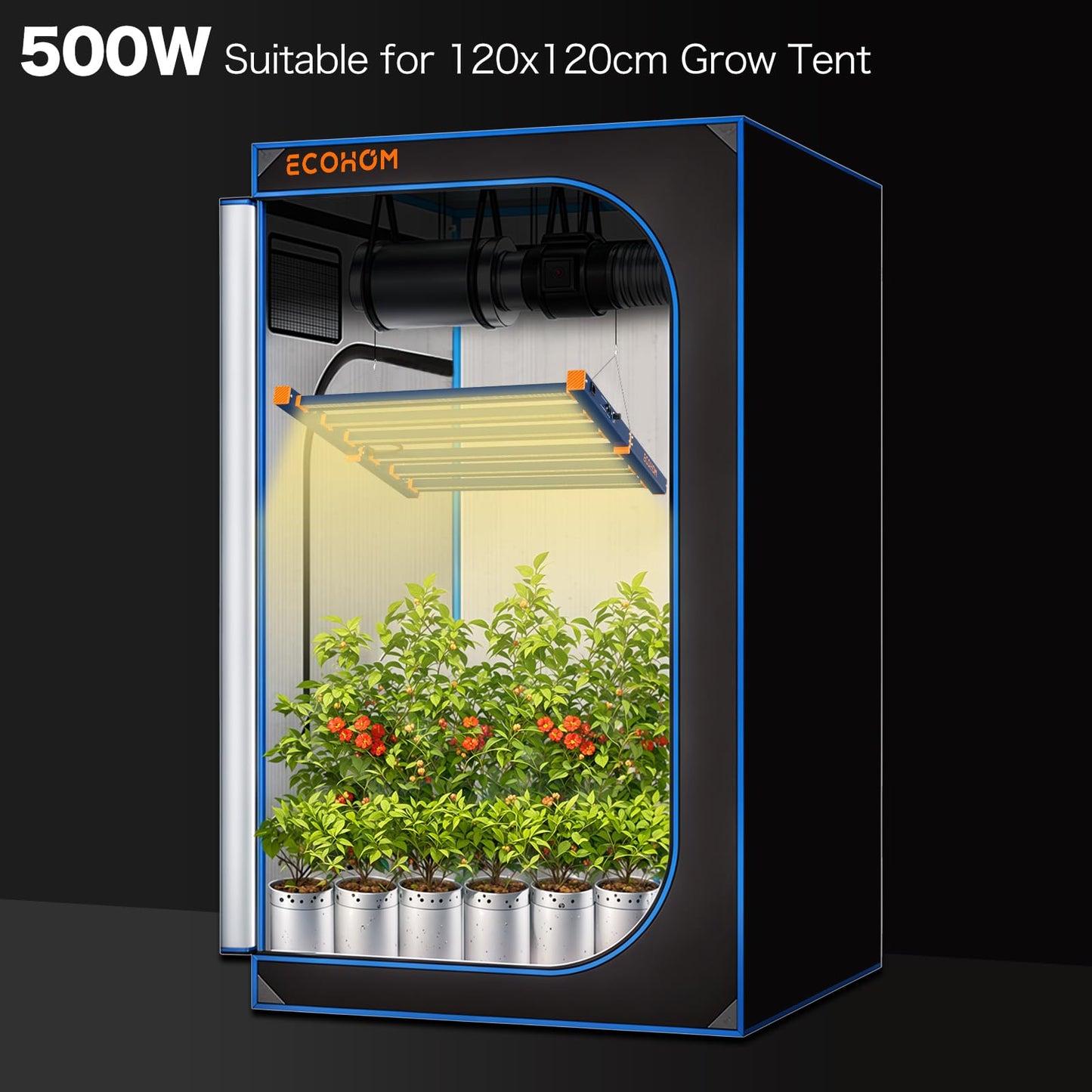 LED Grow Light, 500W Grow Lights for Indoor Plants, Full Spectrum Growing Light Plant Foldable & Hanging Growing Lamps, Daisy Chain Dimmable Grow Lamp, Commercial for 4x4ft Coverage in Grow Tent