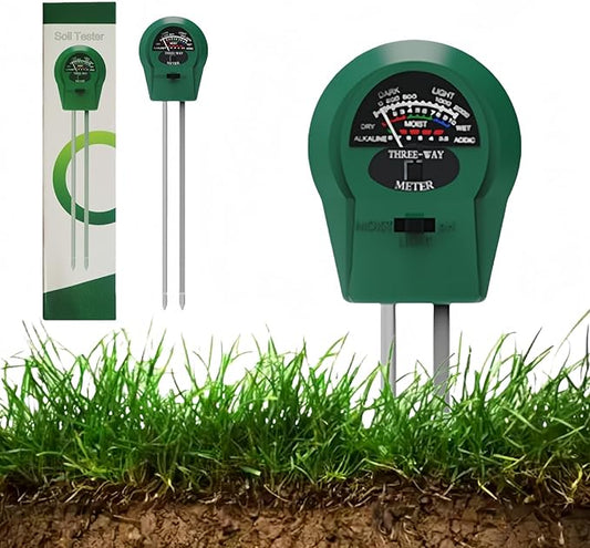 Soil Moisture Meter，3-in-1 Illumination Detection，pH Value，Humidity Multifunctional Soil ph Tester，Great for Garden, Lawn, Farm, Indoor & Outdoor Use，Soil Test kit，No Battery Required