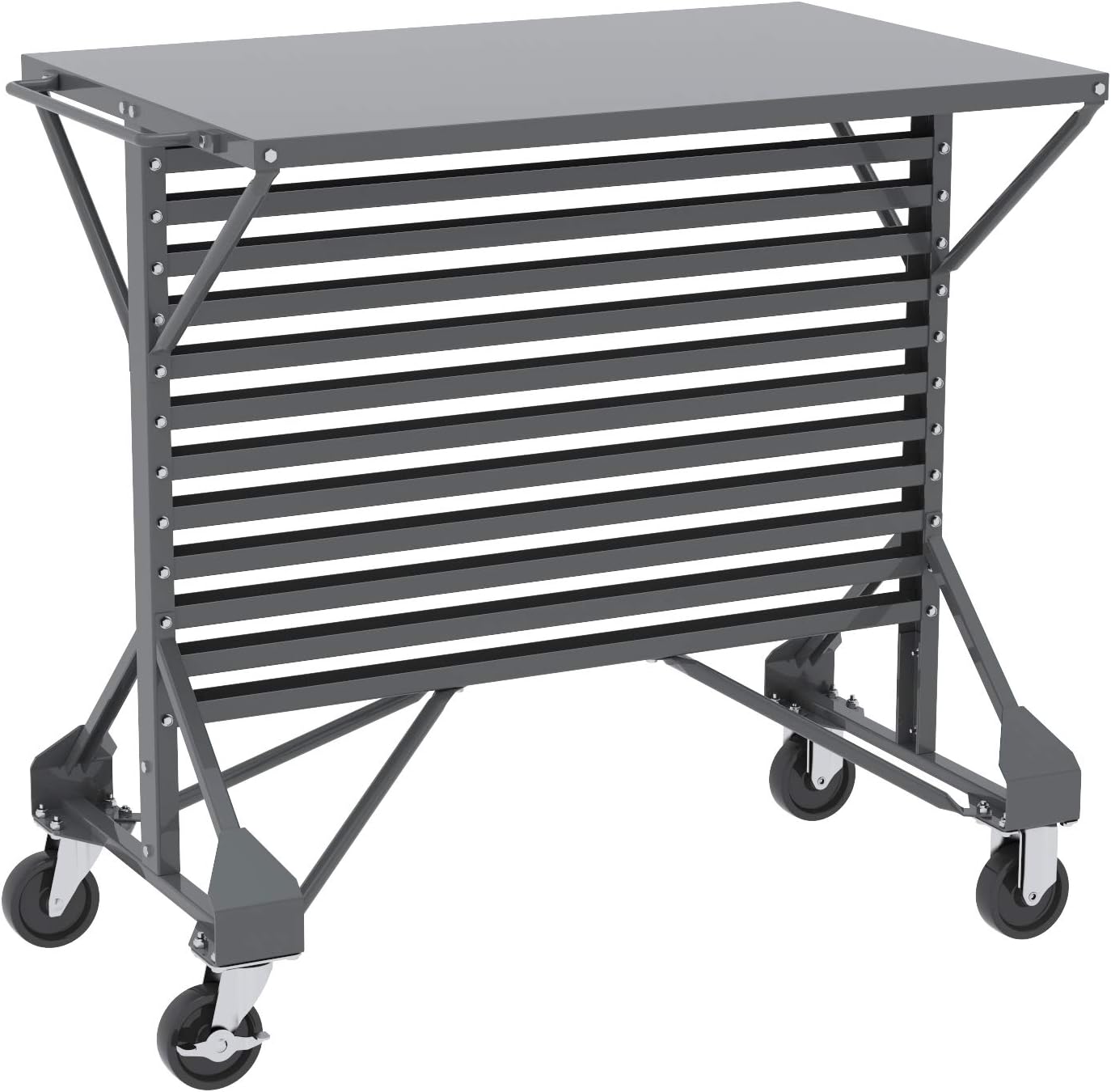 Akro-Mils 30812 Steel Mobile Bin Work Cart Organizer with Steel Worktop for Mounting AkroBin Storage Bins, (38-1/2-Inch W x 24-Inch D x 36-1/2-Inch H), Gray