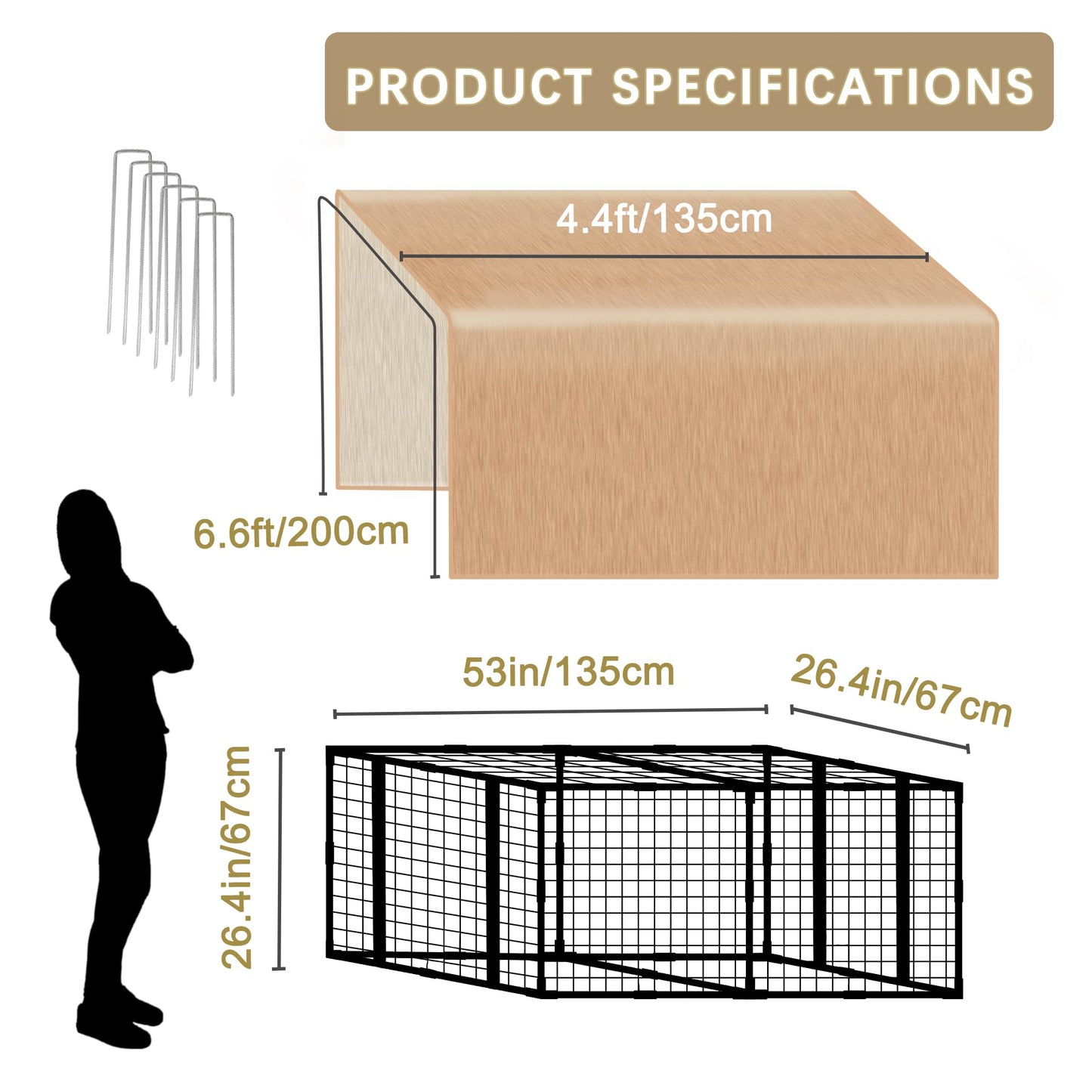 Chicken Coop with Waterproof Cover 4.4 * 2.2 * 2.2 FT Portable Poultry Cage Chicken Runs House Pen Cage Tarp for Outdoor Backyard Farm Use, Suitable for Chickens, Ducks, Quails and Cat