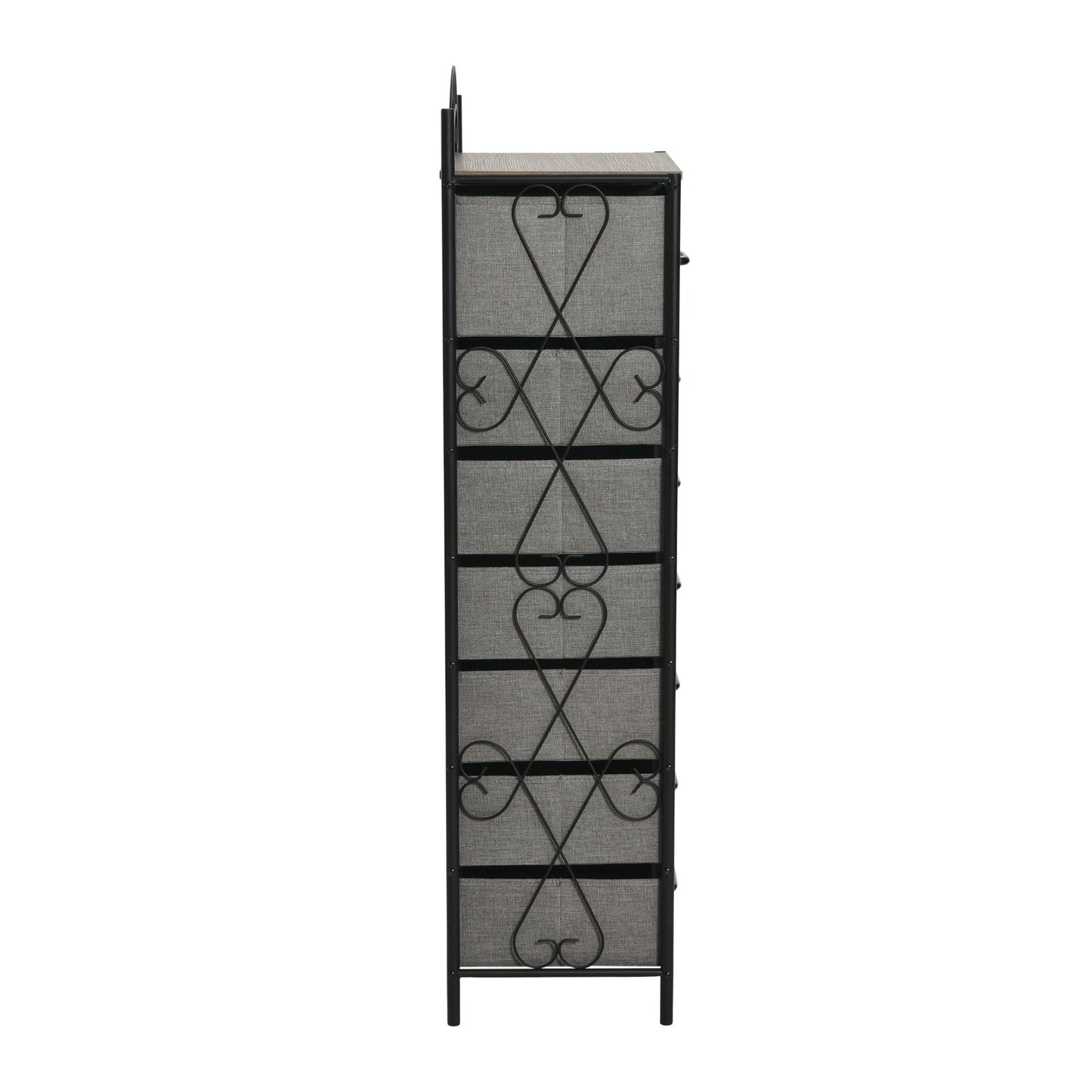 Household Essentials Victoria Dresser Tower Storage Organizer with 8 Drawers Black Metal Frame and Ashwood Rustic Wood Grain Top