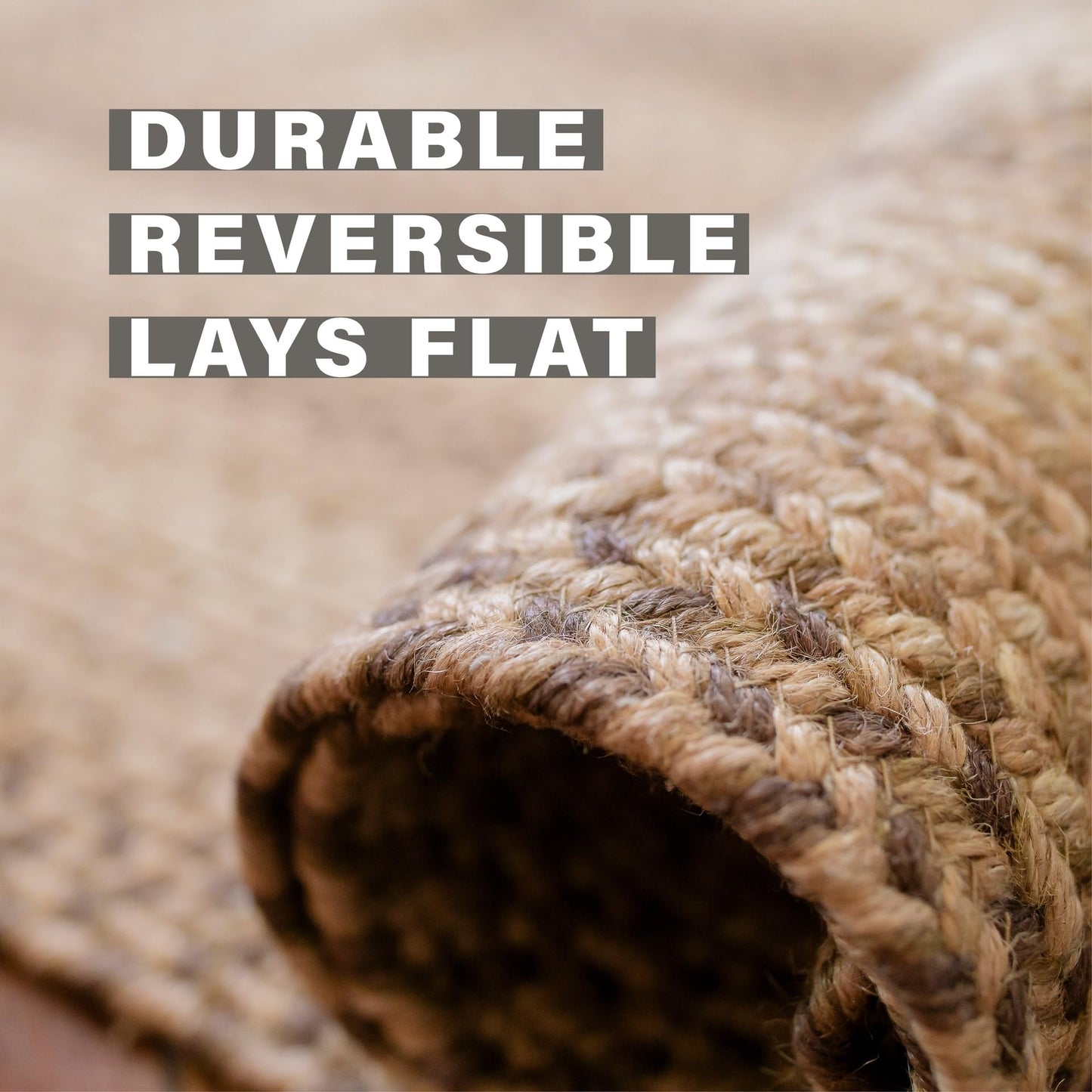 Homespice Cookie Dough Jute Braided Rug 5x8' - Rustic Country Rugs for Living Room and Bedroom for Farmhouse Decor