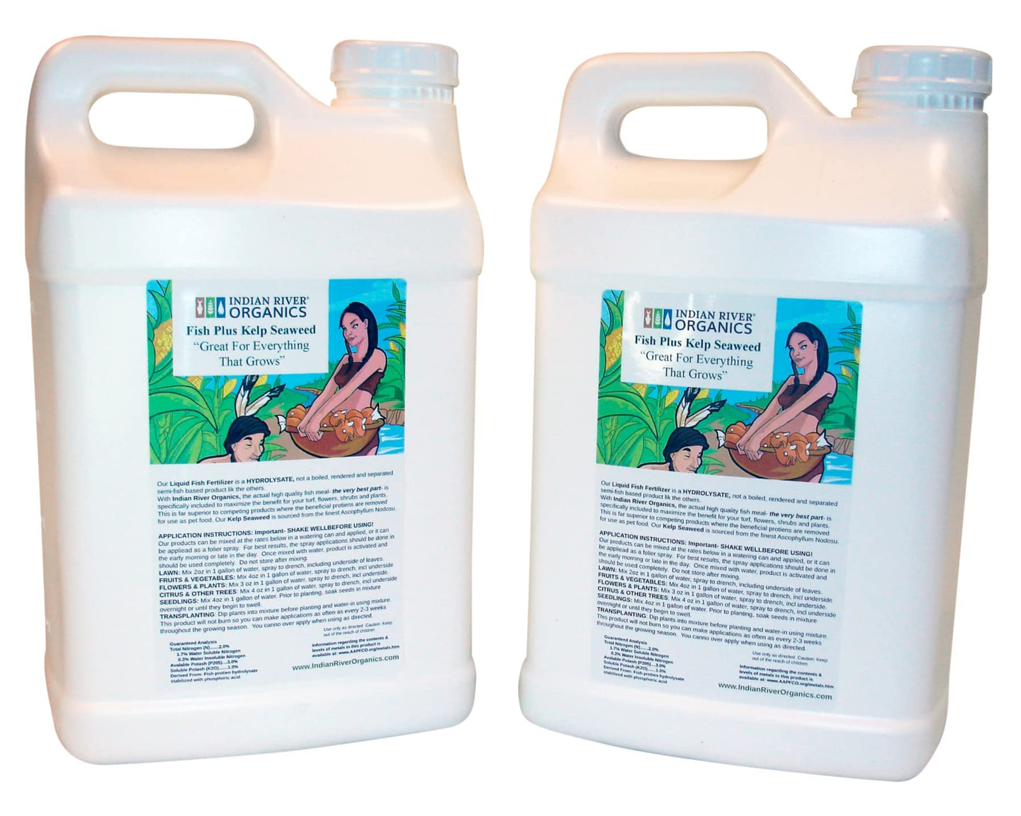 Indian River Organics Fish & Kelp Blend Fertilizer - Omri Fertilizer for Plants (5 Gallons) - Liquid Organic Fish and Kelp for Turf, Flowers, Shrubs, Plants, Fruits & Vegetables