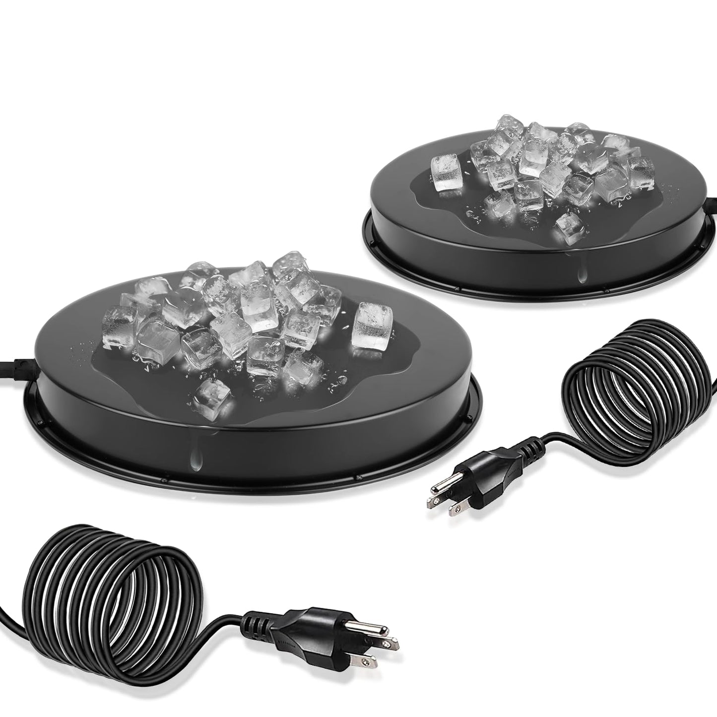 Chicken Water Heater for Winter, 110Watt Thermostat Heated Poultry Waterer Base with 9.8ft Power Cord，Suitable for Poultry Waterer (Black, 11INCH-2PACK)