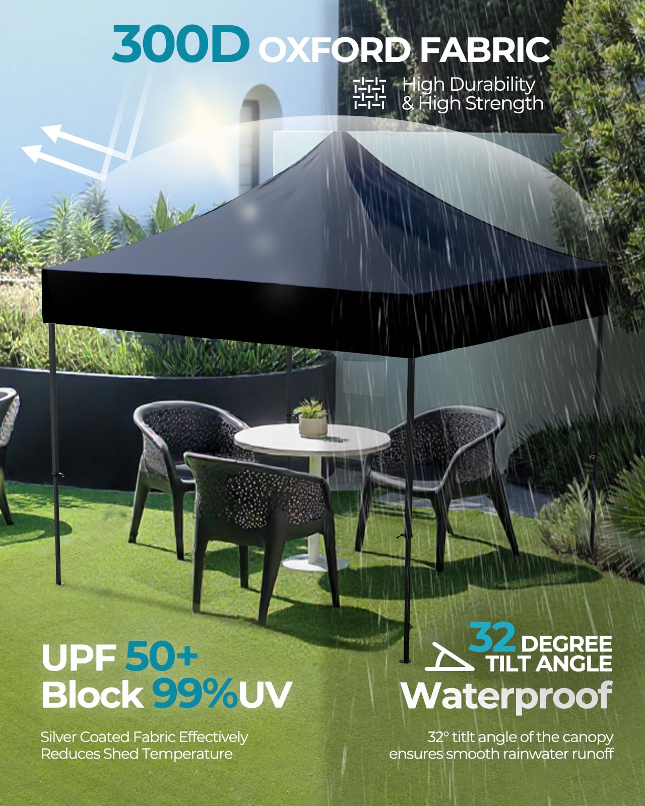 Eesdom 10x10 Pop Up Canopy with Wheeled Bag, Commercial Portable Canopy Tent, Easy Set Up, 4 Stakes & 4Sandbags & 4 Ropes, Waterproof Outdoor Shelter for Market, Parties, Navy Blue