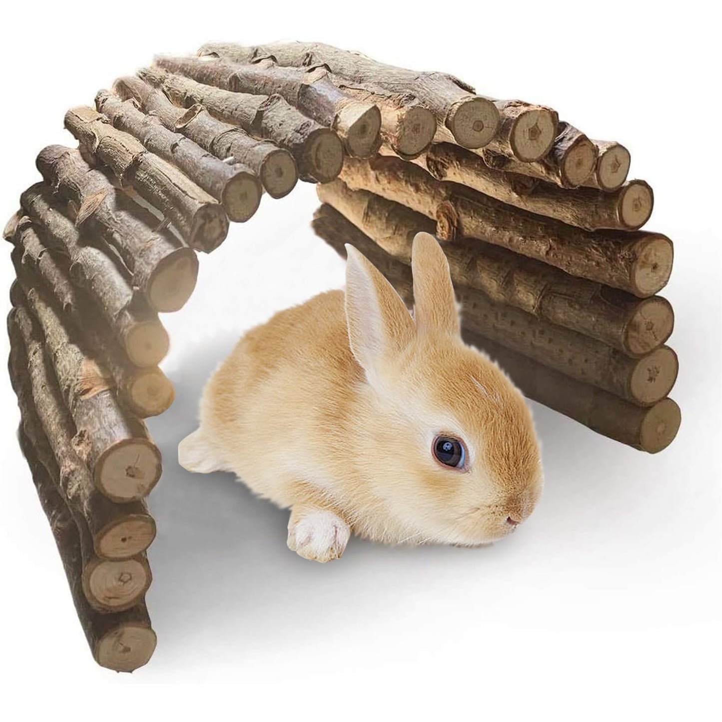 PINVNBY Extra Large Wooden Bunny Ladder Bridge (25 x 15 inches), Rabbits Hideout, House, Tunnel, Rodents Chew Toys for Guinea Pig, Chinchillas, Hedgehogs, Ferrets, Rat