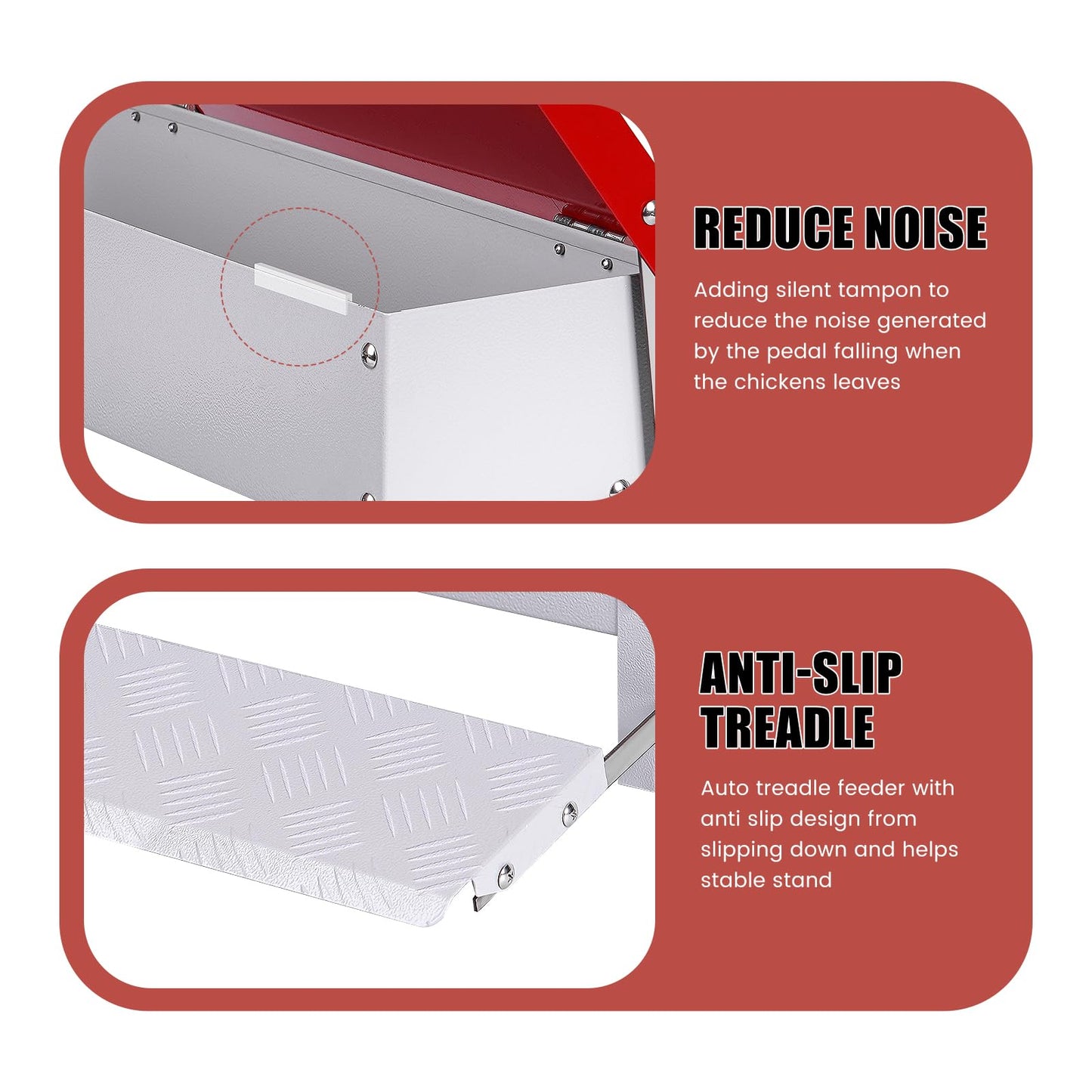 PAMUNULA 15lb Automatic Chicken Feeder Rat Proof Large Treadle Poultry Feeder with Rainproof Lid Outdoor Chicken Feeders for Duck Pheasants Roosters Bantams