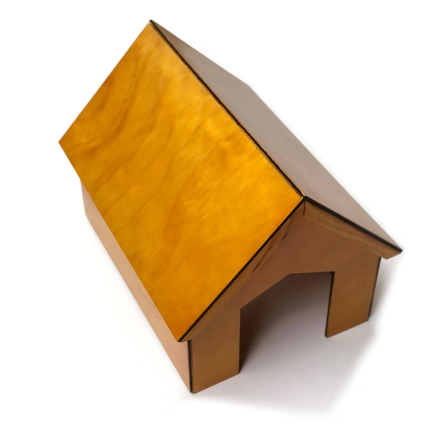 Guinea Pig House, Wooden Hut Hideout, Easy Assembly Slide-in Grooves, No Screws Needed, CNC Precision Crafted, PU Coated, Decorated Small Pet Shelter