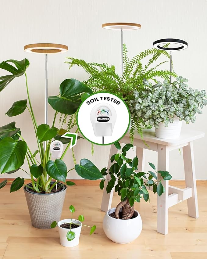 Plant Grow Light,yadoker LED Growing Light Full Spectrum for Indoor Plants, Paired with a Soil Tester,Height Adjustable, Automatic Timer, 5V Low Safe Voltage,Idea for Large Plant Light