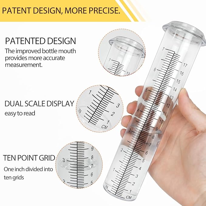 Upgrade Rain Gauge, Detachable Spiral Rain Gauge Outdoor, Rain Measure Gauge for Yard, Large Number Rain Water Meter, Thickened Plastic Rain Gauge with Stake and Metal Frame for Patio,Lawn