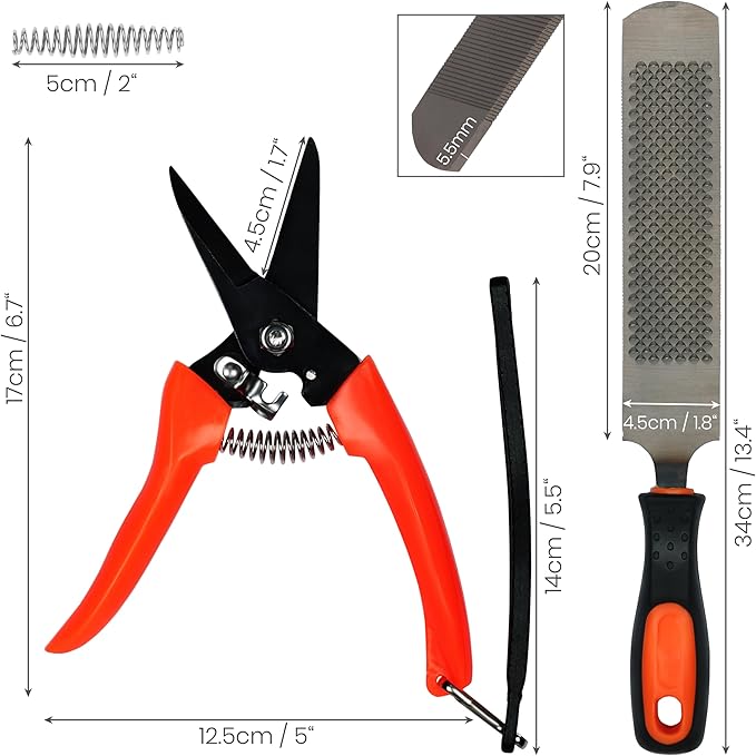 Goat Hoof Trimmer & Hoof Rasp File Set - Livestock Hooves Care Tools for Goats/Sheep - Precision Hand Pruners - Trimming Garden Secateurs