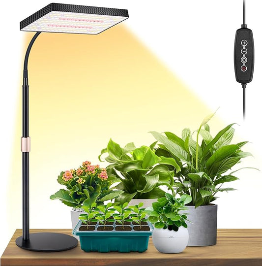 LBW Desk Grow Light, Full Spectrum Plant Light for Indoor Plants, Grow Lamps with 4/8/12H Timer, 10"-26" Height Adjustable, 6 Brightness Levels