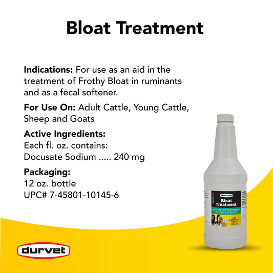Durvet Bloat Treatment for Cattle, Sheep, and Goats, 12-Ounce Bottle