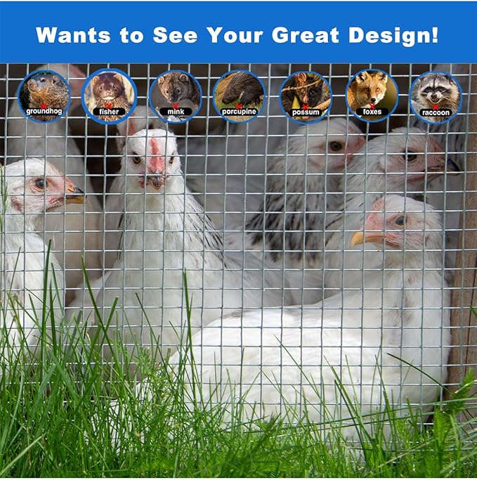 1/2 inch 6ft. x 100ft. Hardware Cloth 19 Gauge - Versatile Chicken Wire Mesh Roll for Welded Wire Fencing, Rodent Control, Garden Accessibility