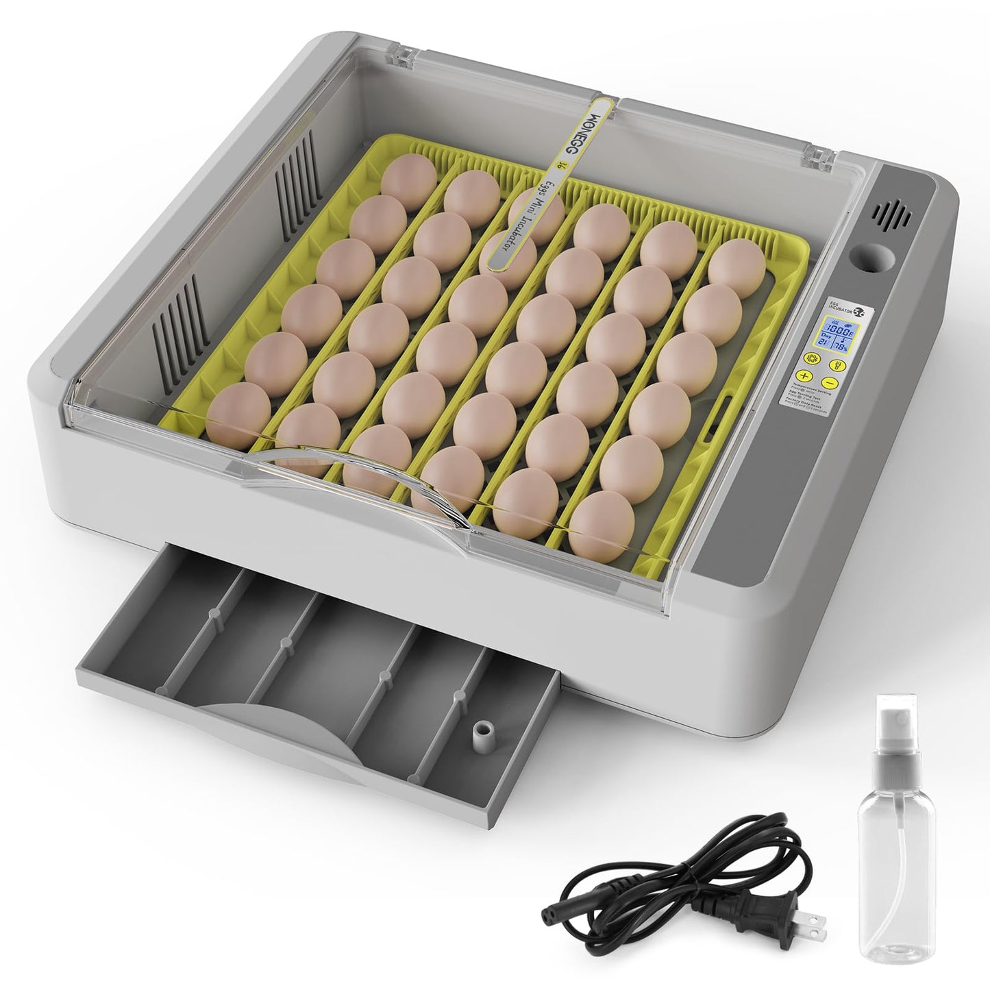 Egg Incubator for Hatching Chicks, 36 Eggs Automatic Turner with Temperature & Humidity Control, Multifunctional Ultra-Clear Panoramic View with Hatch Days & Egg Candler for Chicken, Duck, Goose, Bird