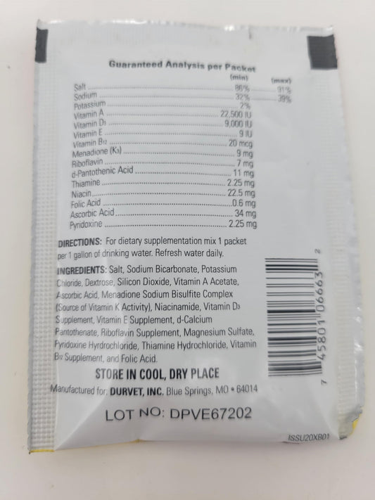 Durvet 3 Pack of Vitamins and Electrolytes for Poultry, 5 Grams, Makes 3 Gallons
