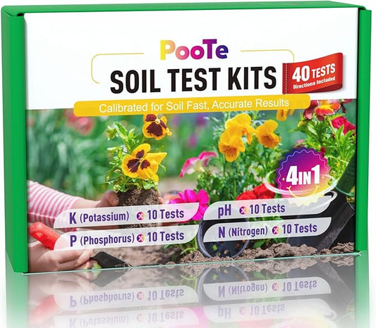 Soil Test Kit - 4-in-1 Soil Testing Kit with Test Tube & Tablets - 40 Tests Upgraded Accurate Tester for pH Nitrogen Phosphorus & Potassium in Garden Lawn Yard Vegetable