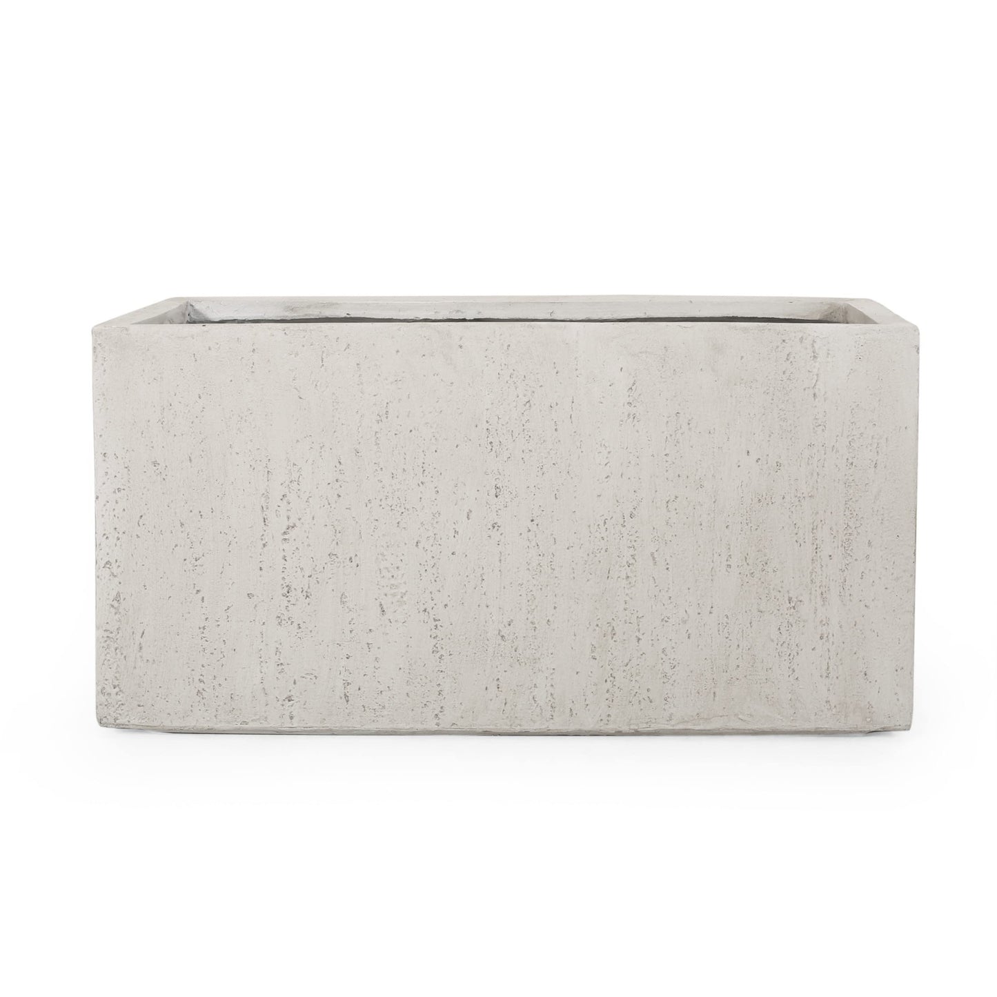 Vanessa Outdoor Modern Medium Cast Stone Rectangular Planters (Set of 2), White