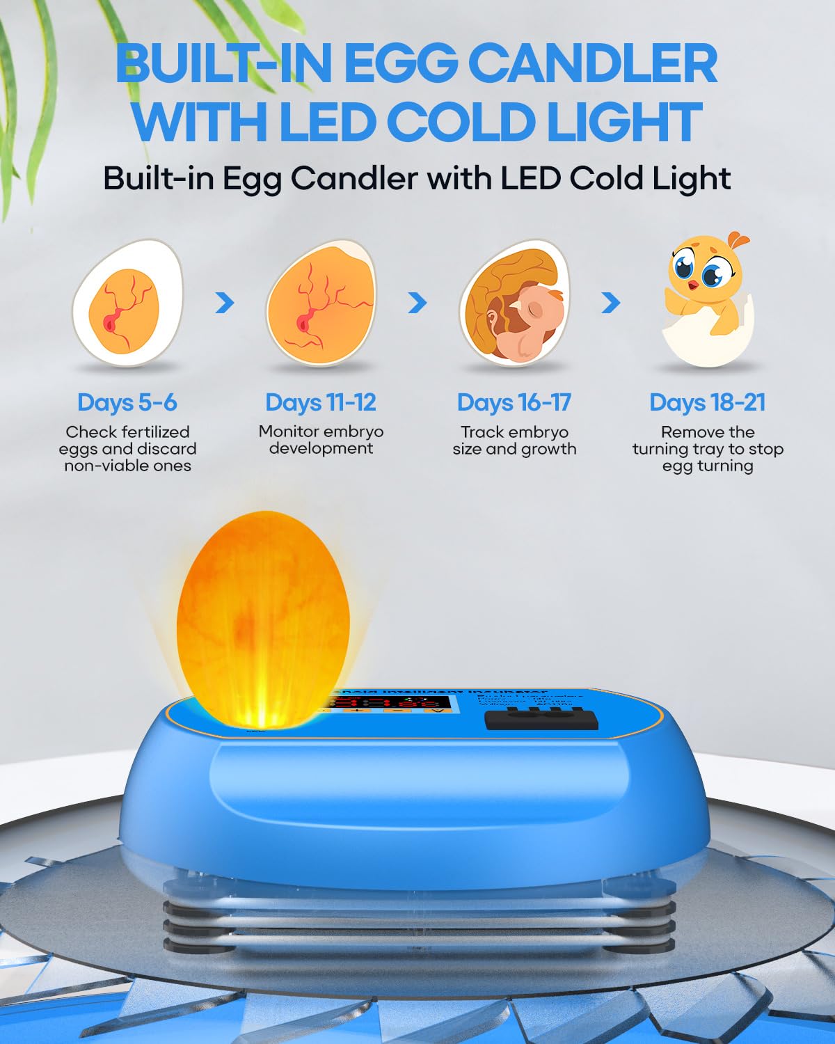 KALEBEE 18 Egg Incubator with Auto Water Refill, LED Candler & Turner, Temperature & Humidity Control, Digital Hatcher for Chicken, Duck, Quail, Goose & Parrot Eggs – Ideal for Farm, Lab, Home Use