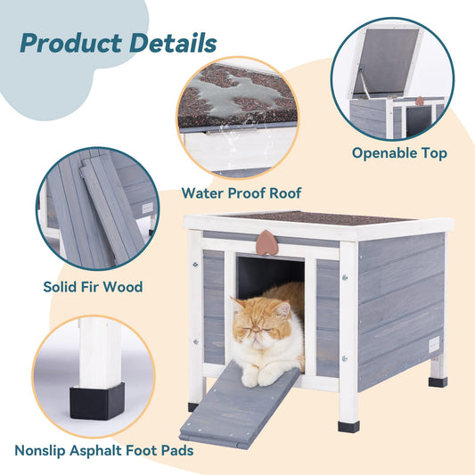 Petsfit Outdoor Cat House Weatherproof, Outside Shelter for Feral Cats, Rabbits, Chicken, Small Animal Houses & Habitats, Idea for Guinea Pigs Pigeons Ducks Tortoises