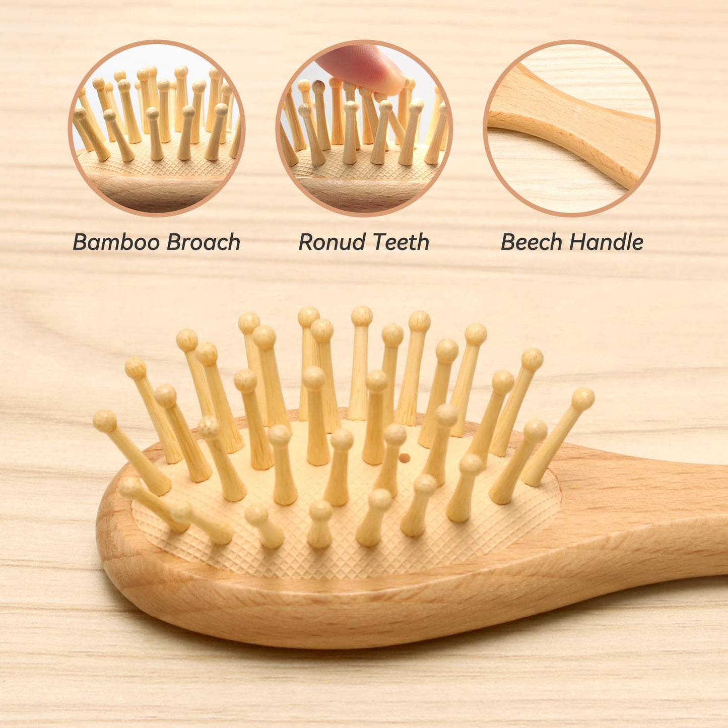 Esonto Baby Hair Care Kit, 5 in 1 Wooden Natural Goat Bristles Brush Cradle Cap Comb Baby Grooming Kit for Newborns Toddlers Boys Girls Gift