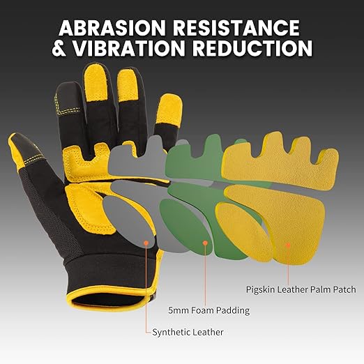 JUMPHIGH Utility Work Gloves Women, UltraLight Safety Work Gloves, MultiFunctional Mechanic Construction DIY Working Gloves, Touchscreen, Flex Grip, Machine Washable (S)