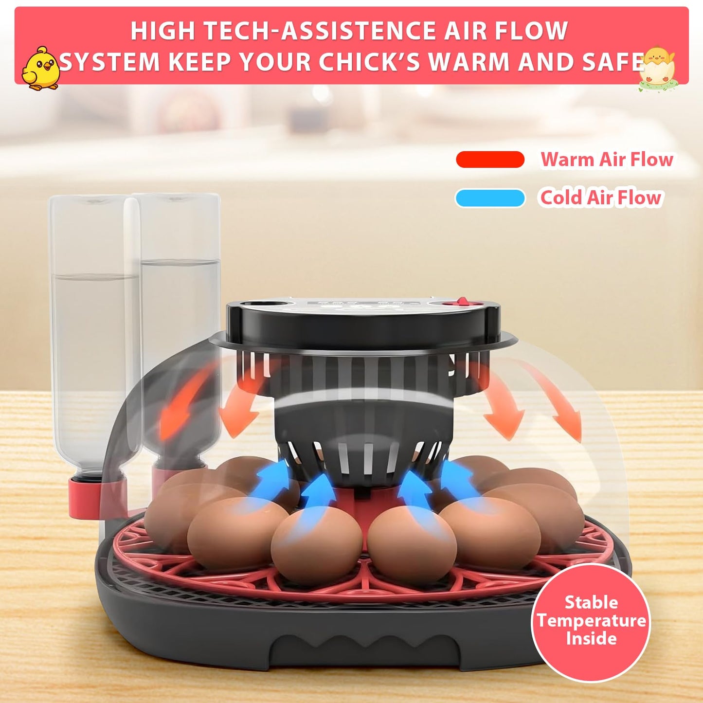 Florienix 12 Egg Incubator Automatic Egg Turning, Temperature & Humidity Control with Digital Display, Built-in Egg Candler & Auto Water Refill for Chicken Duck Quail Eggs