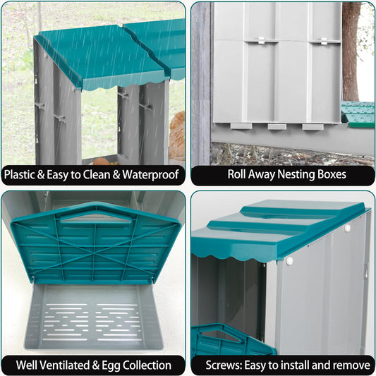 JELSVOP Nesting Boxes for Chickens, Chicken Nesting Boxes with Egg Collection & Perch for Easy Picking Protecting Eggs, Nesting Boxes for Laying Eggs with 6 Compartments