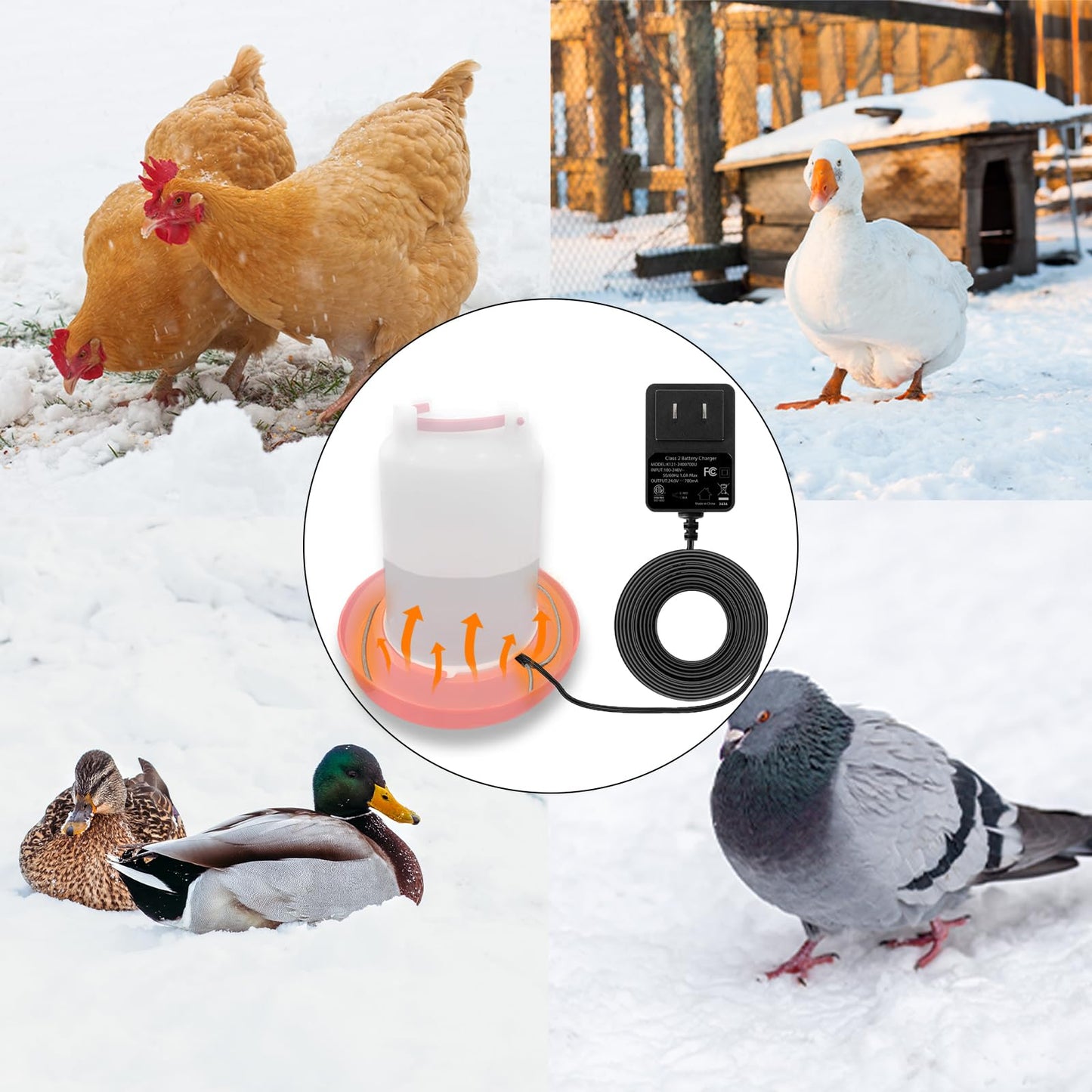 Heated Chicken Waterer Cord – Freeze-Proof Poultry Water Heater for Winter, Prevents Water Freezing in Drinkers for Chickens, Ducks, Rabbits & Small Animals - 1 Pack (Excluding Chicken Waterer)