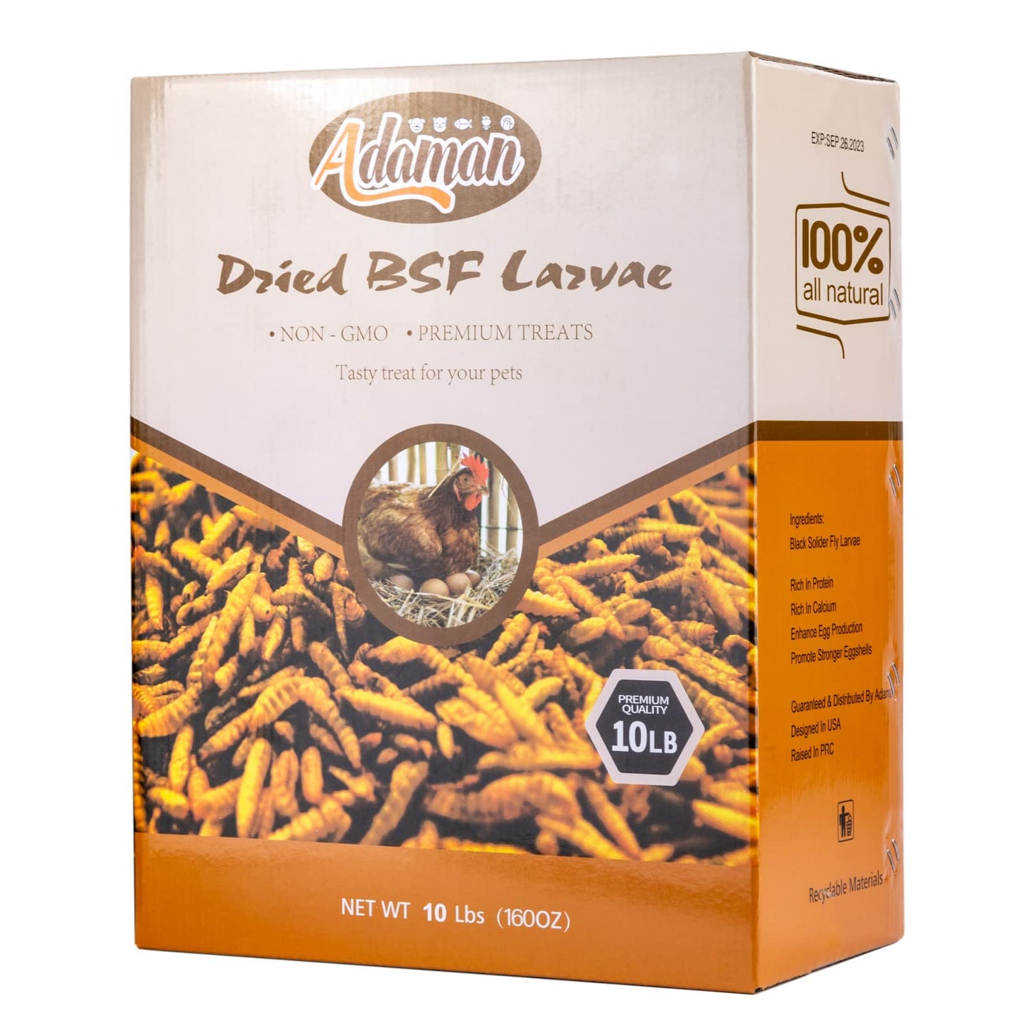 Adaman Dried Black Soldier Fly Larvae 10 LBS-100% Natural Non-GMO BSF Larvae-More Calcium Than Dried Mealworms High-Protein Chickens Treats, Food for Wild Birds, Ducks, Layer Hens