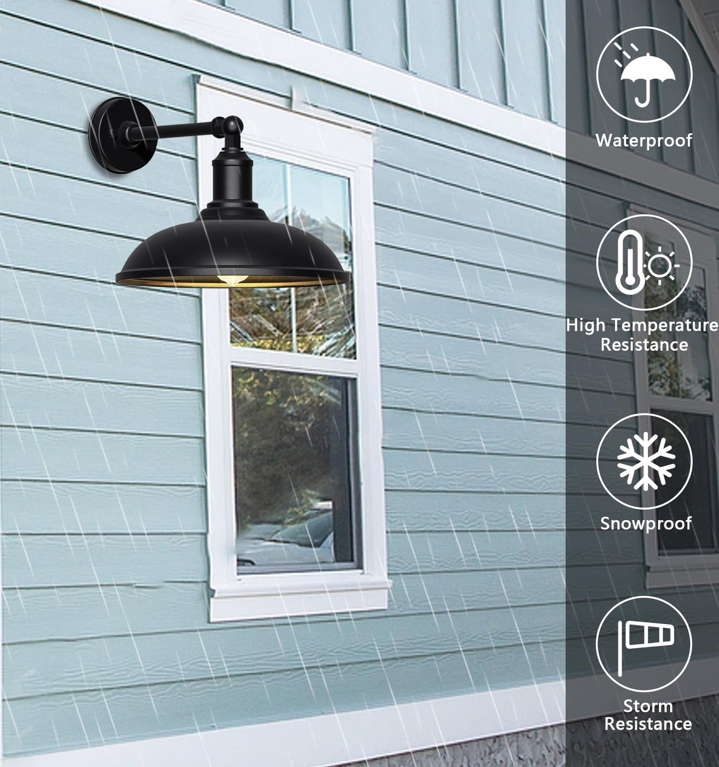 DENGNBJ 24" Oversized Gooseneck Barn Light 24 Inch, Waterproof and Rustproof Farmhouse Wall Mount Outdoor Light Fixture for Porch, Garage, Patios 2-Pack