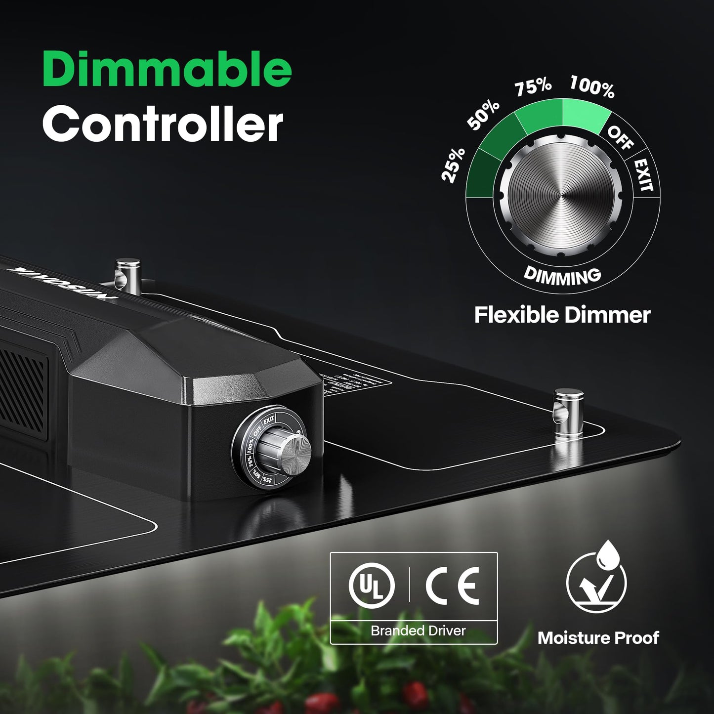 VIVOSUN VS1000 LED Grow Light with Ventilation Kit 4 Inch 190 CFM Inline Fan with Speed Controller, 4 Inch Carbon Filter and 8 Feet of Ducting and 5-Pack 3 Gallon Plant Grow Bags