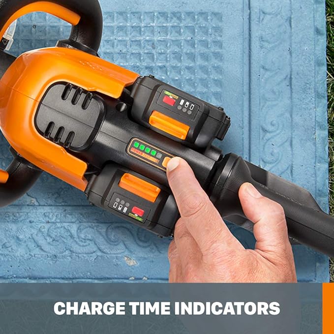 WORX WG284.1 26" 40V Cordless Hedge Trimmer, Electric Hedge Trimmer with Dual-Action Blades, Brushless Bush Trimmer with 180° Rotating Handle, 2 Batteries & Charger Included