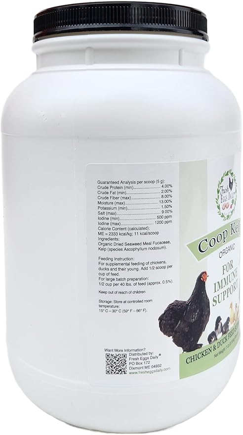 Fresh Eggs Daily Coop Kelp Organic Feed Supplement Vitamins for Backyard Chickens and Ducks 7LB